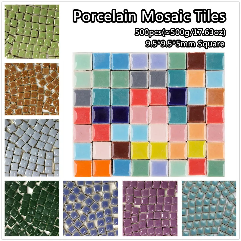 500pcs(Approx. 500g/17.63oz) Porcelain Mosaic Tiles 9.5mm Square Ceramic Mosaic Making Tiles Handmade DIY Crafts Materials
500pcs(Approx. 500g/17.63oz) Porcelain Mosaic Tiles 9.5mm Square Ceramic Mosaic Making Tiles Handmade DIY Crafts Materials