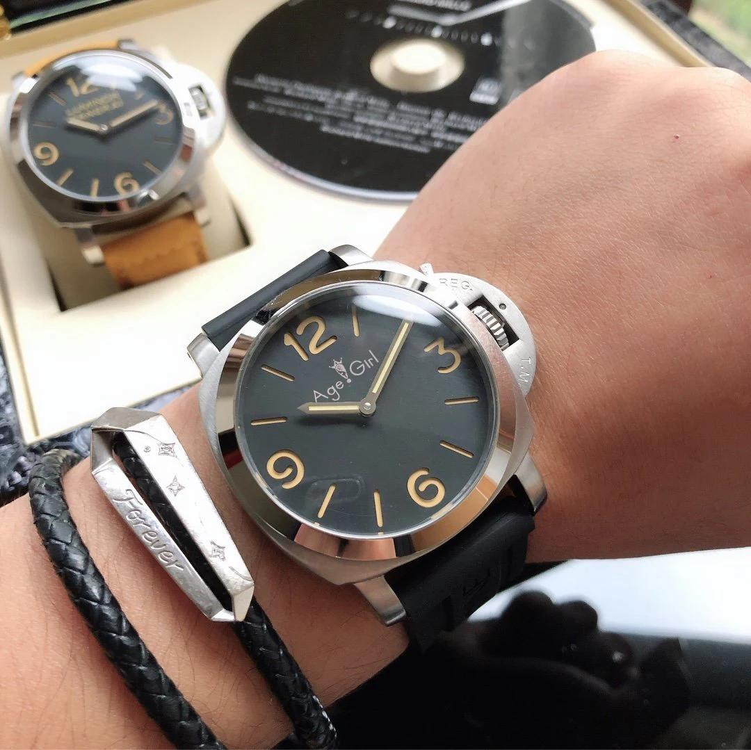 Classic New Men Automatic Mechanical Sapphire Stainless Steel 1950 3 DAYS ACCIAIO 47MM Luminous Black Rubber Leather Watch
Classic New Men Automatic Mechanical Sapphire Stainless Steel 1950 3 DAYS ACCIAIO 47MM Luminous Black Rubber Leather Watch