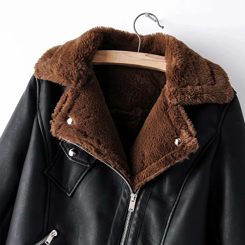 Ly Varey Lin Winter Warm Faux Lamb Leather Jacket Women Turndown Collar Pu Moto Zipper Faux Lamb Leather Thick Jacket Outerwear
Ly Varey Lin Winter Warm Faux Lamb Leather Jacket Women Turndown Collar Pu Moto Zipper Faux Lamb Leather Thick Jacket Outerwear