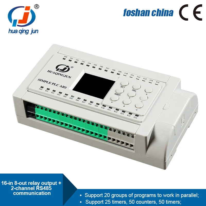 Huaqingjun 16 входов 8 выходов релейный выход PLC с RS485 Modbus RTU Легко программируемый для