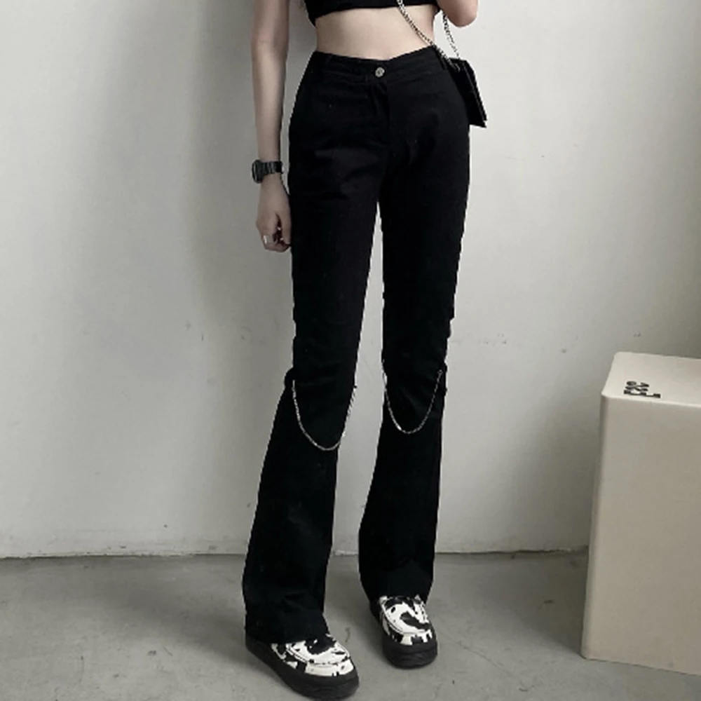 Summer 2021 Retro Chain Black Casual Pants High Waist Thin Loose Casual Temperament Hipster Popular Solid Color Boot Cut Pant
Summer 2021 Retro Chain Black Casual Pants High Waist Thin Loose Casual Temperament Hipster Popular Solid Color Boot Cut Pant