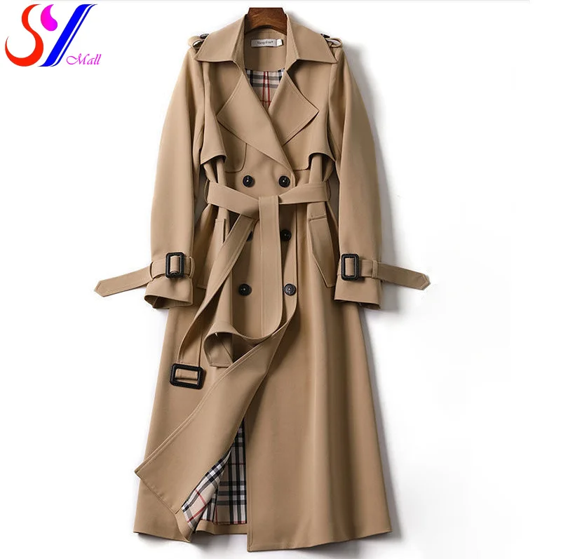 SY Women Long Trench Coat Large Size Winter Windbreaker Female Clothes Wide-waisted Double Breasted With Sashes Slim Outerwear
SY Women Long Trench Coat Large Size Winter Windbreaker Female Clothes Wide-waisted Double Breasted With Sashes Slim Outerwear