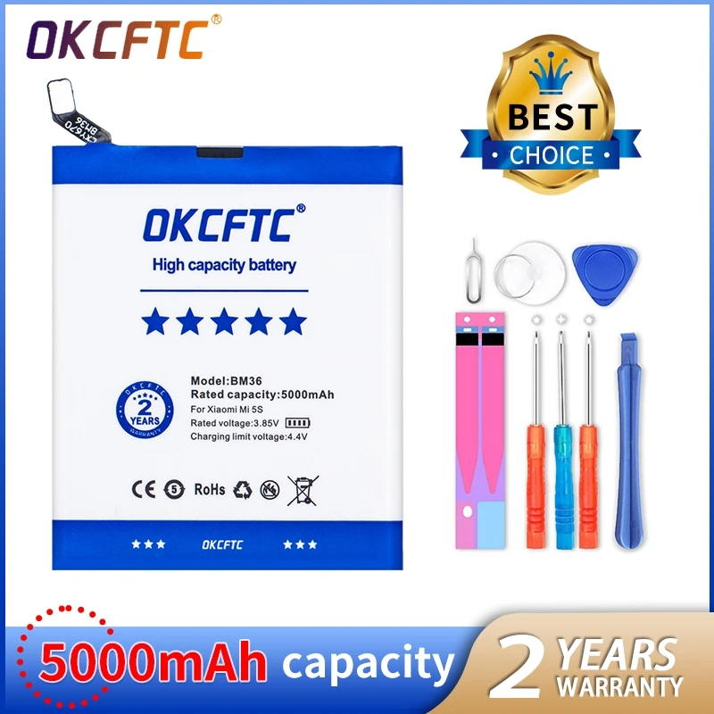 OKCFTC Original Replacement Battery BM36 For Mi 5S MI5S Genuine Phone Battery + Tools 5000mAh
OKCFTC Original Replacement Battery BM36 For Mi 5S MI5S Genuine Phone Battery + Tools 5000mAh