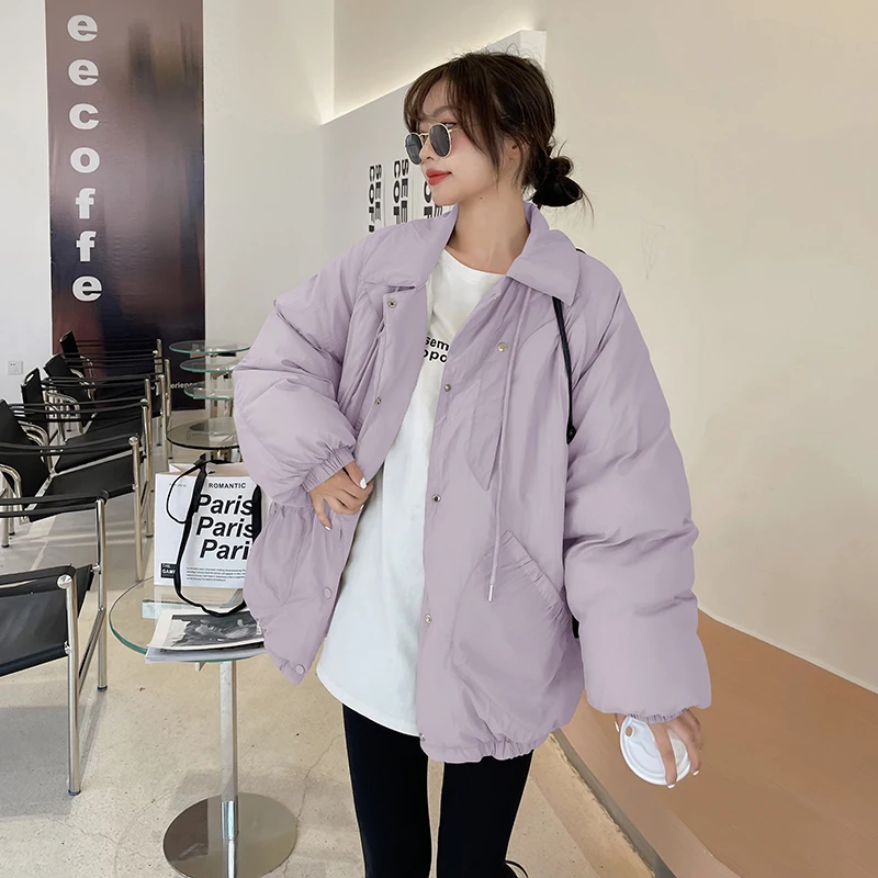 Winter Clothes Women Preppy Style Loose Solid Color Thicken Warm Cotton Padded Jacket Parkas Female Elegant Korean Coat 8123
Winter Clothes Women Preppy Style Loose Solid Color Thicken Warm Cotton Padded Jacket Parkas Female Elegant Korean Coat 8123