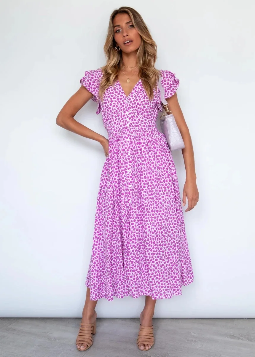 Floral Print Maxi Dress Women Boho Elegant V Neck Long Shirt Dress Summer Short Sleeve Long Dress Ladies 2021 Beach Sundress
Floral Print Maxi Dress Women Boho Elegant V Neck Long Shirt Dress Summer Short Sleeve Long Dress Ladies 2021 Beach Sundress