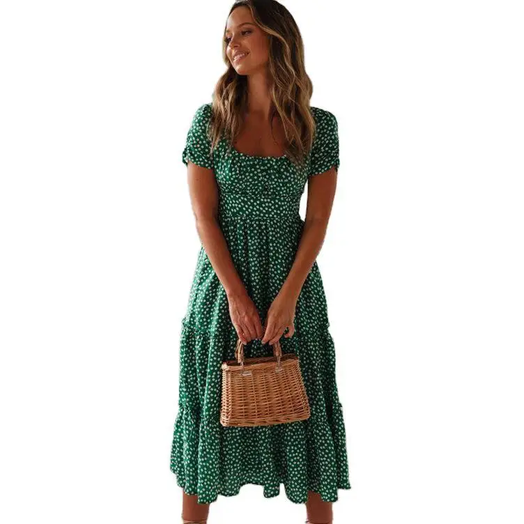 2021 Women's Casual Square Neck Long Dress Summer Streetwear Holiday A Line Short Sleeve Dress Ladies Midi Vestidos
2021 Women's Casual Square Neck Long Dress Summer Streetwear Holiday A Line Short Sleeve Dress Ladies Midi Vestidos