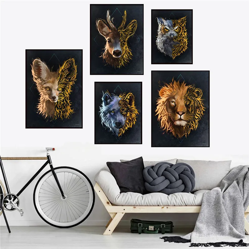 Animal lion tiger deer abstract canvas painting mural Nordic print poster decoration picture living room decoration 
Animal lion tiger deer abstract canvas painting mural Nordic print poster decoration picture living room decoration