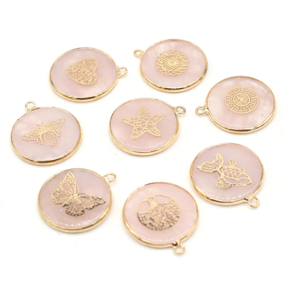 Retro Round Pendant Natural Stone Rose Quartz Gilt Edge Charm for Jewelry Making DIY Necklace Earring Accessories Gift 26x30mm
Retro Round Pendant Natural Stone Rose Quartz Gilt Edge Charm for Jewelry Making DIY Necklace Earring Accessories Gift 26x30mm