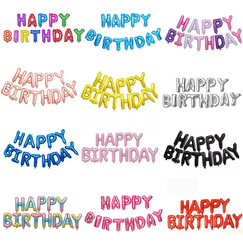 Multi-color "Happy Brithday"13-letter Aluminum foil Balloons for Kids Birthday Party Decoration Holiday Wedding party Decoration 
Multi-color "Happy Brithday"13-letter Aluminum foil Balloons for Kids Birthday Party Decoration Holiday Wedding party Decoration