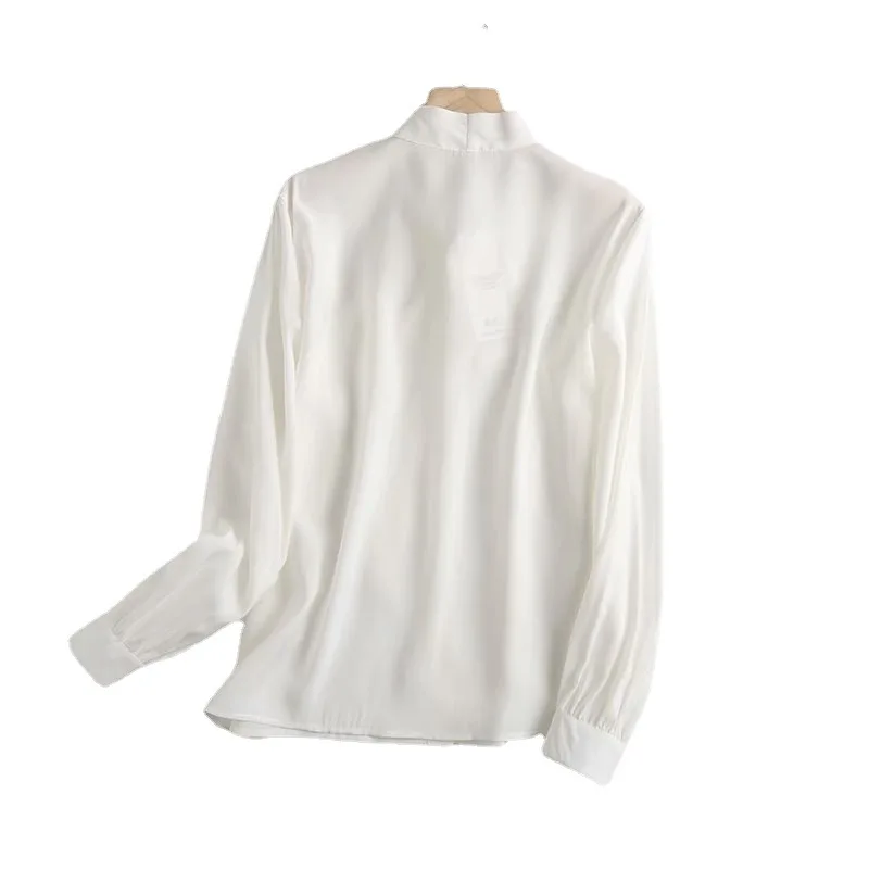 Spring/summer new bow tie casual elegant solid-color bow tie long-sleeved shirt girl 
Spring/summer new bow tie casual elegant solid-color bow tie long-sleeved shirt girl