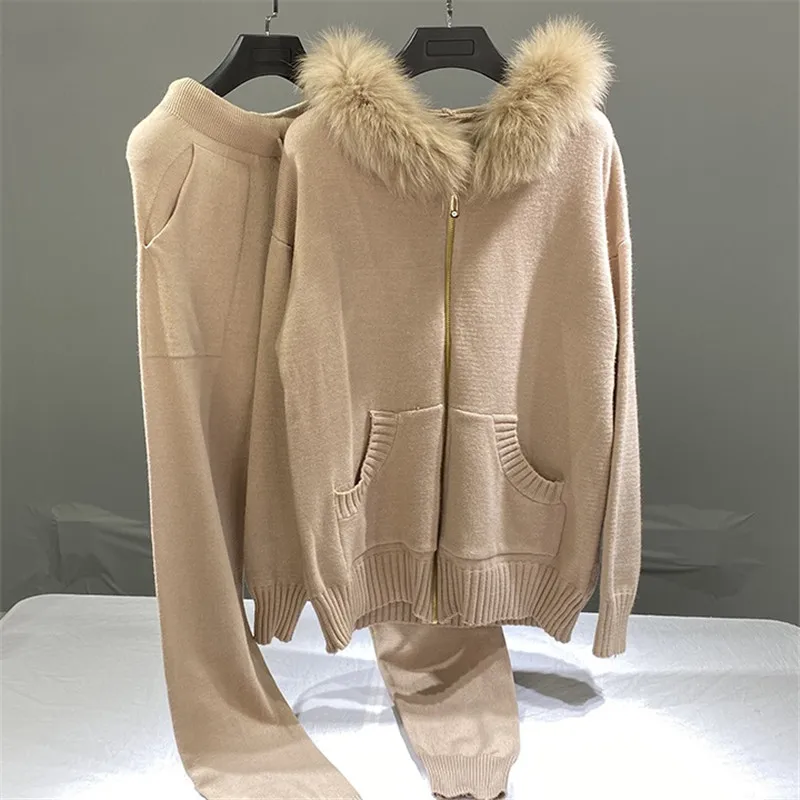 2021 New Autumn Winter 2 Piece Set Women Faux Fur Hooded Sweater Coat Knitted Pants Long Sleeve Cardigans Trousers Suit Female
2021 New Autumn Winter 2 Piece Set Women Faux Fur Hooded Sweater Coat Knitted Pants Long Sleeve Cardigans Trousers Suit Female