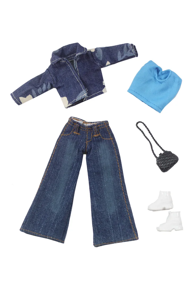 Fashion Floral Jeans Doll Outfits Set for Barbie Clothes Short Coat Jacket Vest bag Shoes Pants Trousers 1/6 BJD Accessories Toy 
Fashion Floral Jeans Doll Outfits Set for Barbie Clothes Short Coat Jacket Vest bag Shoes Pants Trousers 1/6 BJD Accessories Toy