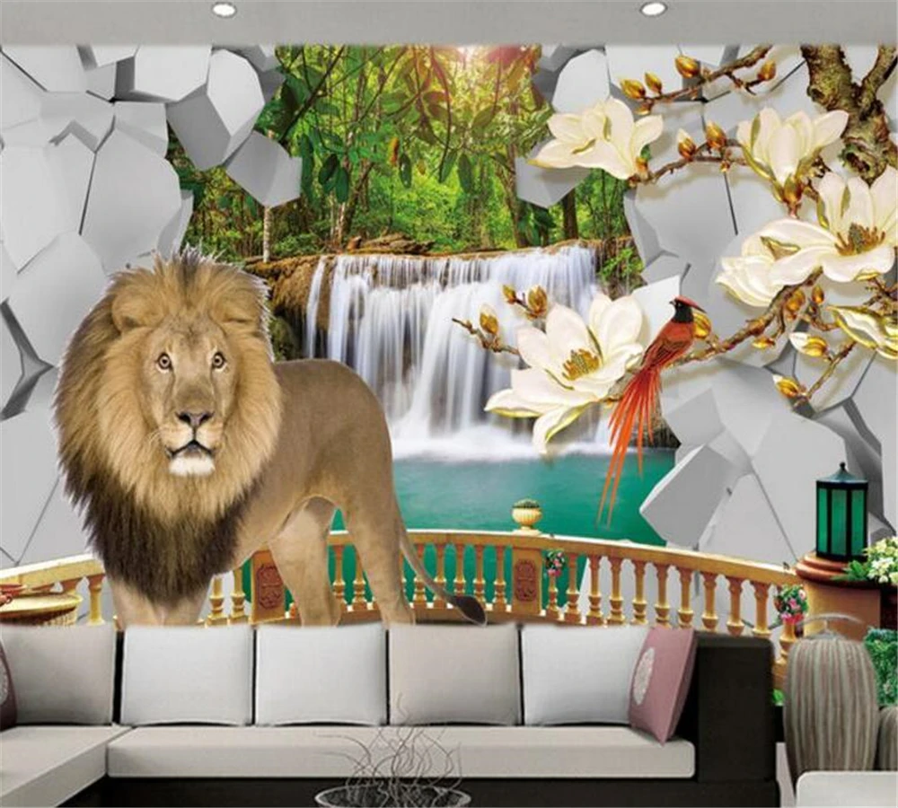 beibehang Custom wallpaper 3D mural three-dimensional animal lion living room bedroom background wall decoration painting
beibehang Custom wallpaper 3D mural three-dimensional animal lion living room bedroom background wall decoration painting