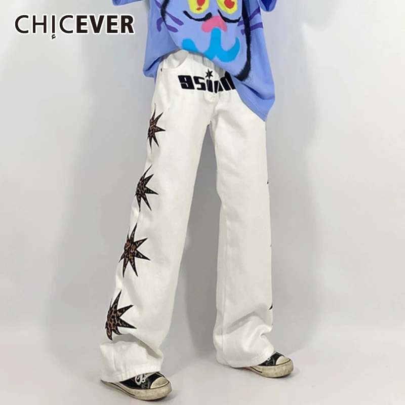 CHICEVER White Embroidery Letter Denim Pant For Women High Waist Full Length Print Straight Trousers Female Spring Clothing 2021
CHICEVER White Embroidery Letter Denim Pant For Women High Waist Full Length Print Straight Trousers Female Spring Clothing 2021