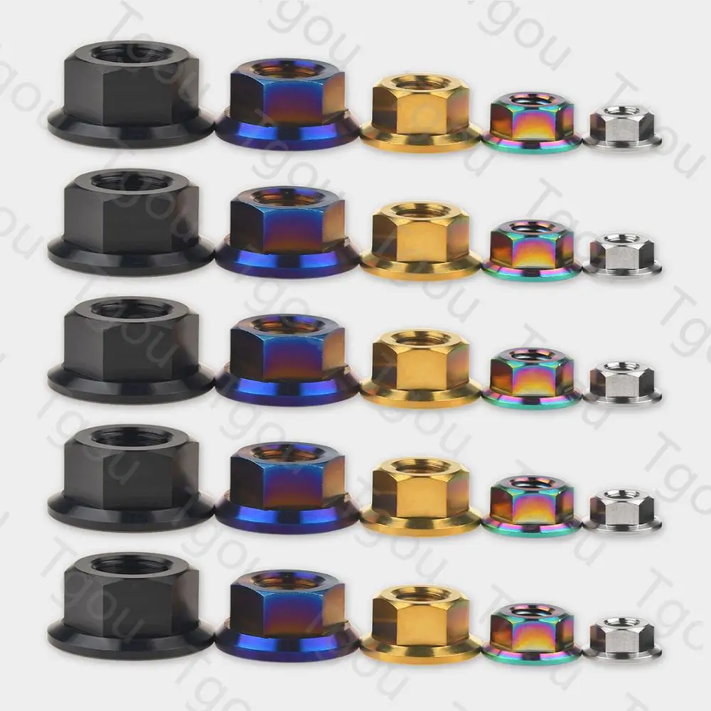 Титановые гайки Tgou DIN6921 M5/M6/M8/M10/M12/M14/M16 фланцевые для велосипеда мотоцикла
