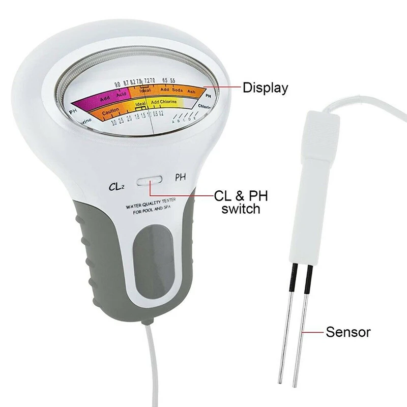 Chlorine Meters PH Tester 2 In 1 Tester Water Quality Testing Device CL2 Measuring For Swimming Pool Aquarium Drinking Water
Chlorine Meters PH Tester 2 In 1 Tester Water Quality Testing Device CL2 Measuring For Swimming Pool Aquarium Drinking Water