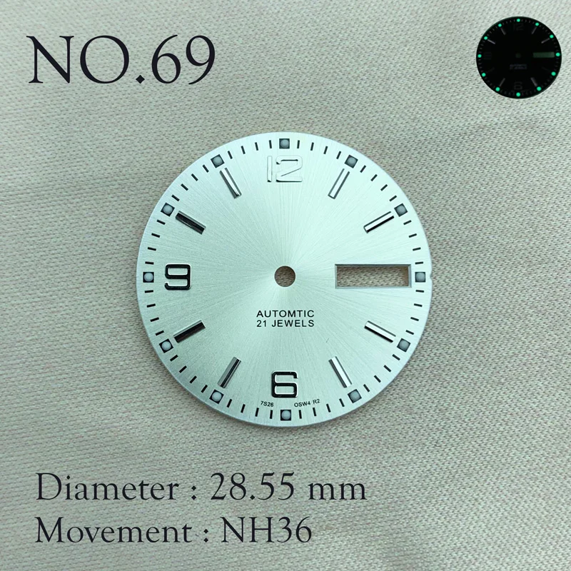NO LOGO 2836 2824 Mingzhu 2813 2836 Miyota 8215 821A movement Watch Dial 28.5-31mm Sterile Dial Luminous NH35 NH36 NO.69 
NO LOGO 2836 2824 Mingzhu 2813 2836 Miyota 8215 821A movement Watch Dial 28.5-31mm Sterile Dial Luminous NH35 NH36 NO.69