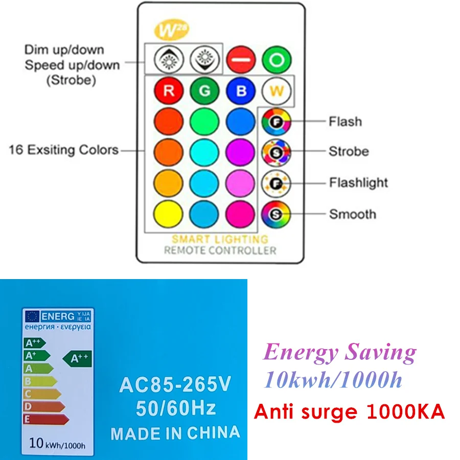 E27 B22 RGBW LED Bulb 110V 220V RGB LED Lamp Spotlight 16 Color Change Christmas Lighting +24keys Remote RGBWW
E27 B22 RGBW LED Bulb 110V 220V RGB LED Lamp Spotlight 16 Color Change Christmas Lighting +24keys Remote RGBWW