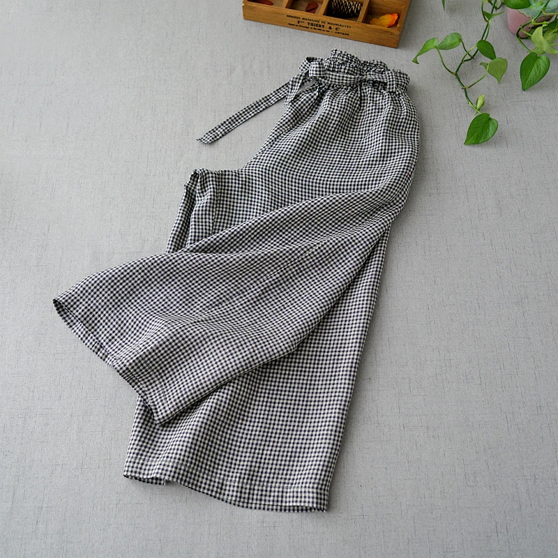 Spring Summer Women All-match Loose Plus Size Plaid Comfortable Water Washed Linen Trousers Elastic Waist Wide Leg Pants
Spring Summer Women All-match Loose Plus Size Plaid Comfortable Water Washed Linen Trousers Elastic Waist Wide Leg Pants