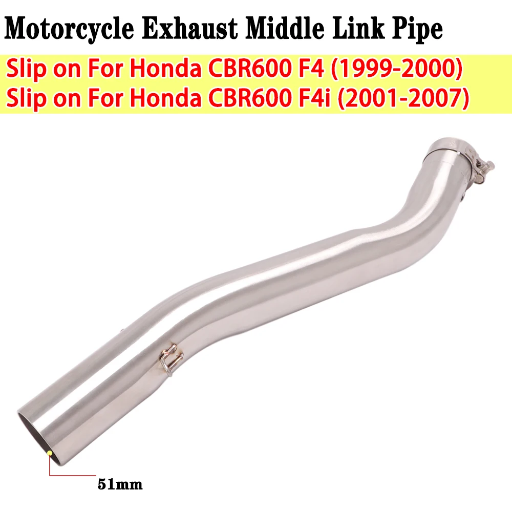 

51mm Slip on For Honda CBR600 F4 CBR600 F4i 1999 - 2007 Exhaust Motorcycle Muffler Connection Link Pipe Middle Tube Escape Moto