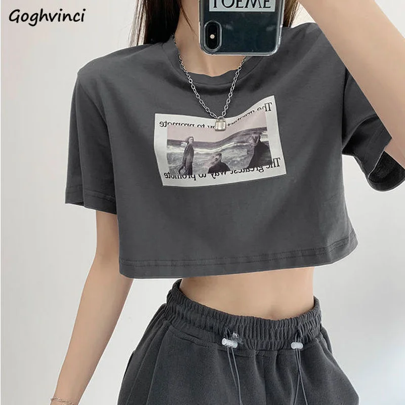 Western Style Print T-shirts Women Loose Short Sleeve Preppy Cropped T Shirt Students Slim Navel Cotton Tees Hip-pop Street Wear
Western Style Print T-shirts Women Loose Short Sleeve Preppy Cropped T Shirt Students Slim Navel Cotton Tees Hip-pop Street Wear