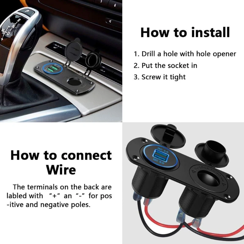 Quick Charge 3.0 Cigarette Lighter Outlet Splitter USB Charger Waterproof Power Socket Adapter DIY Kit with USB Ports
Quick Charge 3.0 Cigarette Lighter Outlet Splitter USB Charger Waterproof Power Socket Adapter DIY Kit with USB Ports