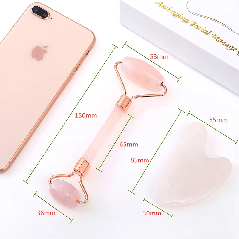 New Rose Quartz Gouache Scraper Face Massage Roller Gua Sha Scraper Set Natural Gouache Stone Jade Roller Massager For Face Box
New Rose Quartz Gouache Scraper Face Massage Roller Gua Sha Scraper Set Natural Gouache Stone Jade Roller Massager For Face Box