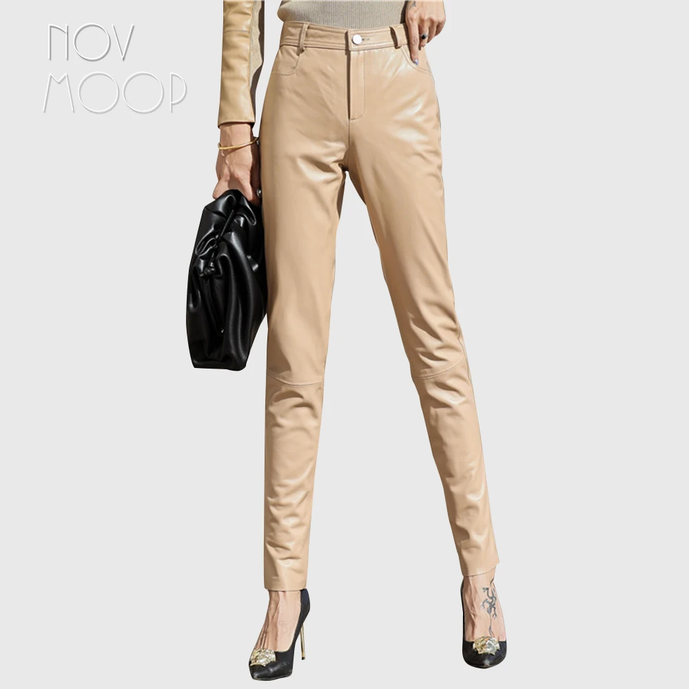 Novmoop easy to wear genuine leather women pants ankle length pensil skinny style kahki for spring Pantalones de cuero LT3443
Novmoop easy to wear genuine leather women pants ankle length pensil skinny style kahki for spring Pantalones de cuero LT3443