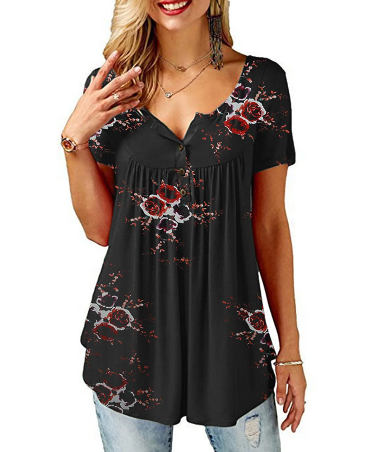 New Arrival Summer Ladies Printed Tshirt with V-neck Loose Breathable Tank Top Casual Short Sleeve Plus Size Sexy Tees Women
New Arrival Summer Ladies Printed Tshirt with V-neck Loose Breathable Tank Top Casual Short Sleeve Plus Size Sexy Tees Women