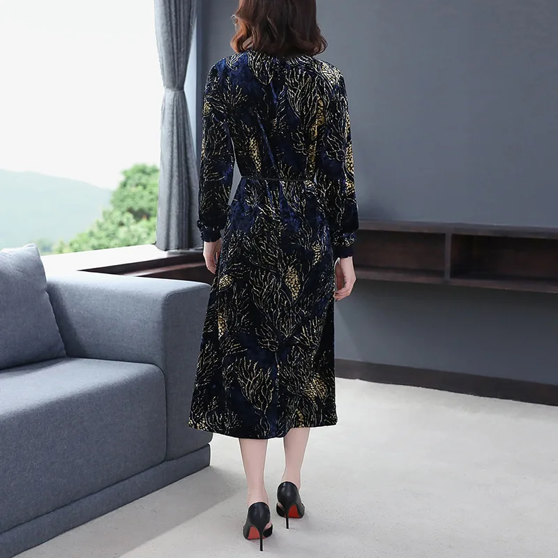 Velvet dress women autumn fashion new retro slim sexy print dress large size M-3XL high quality elegant party vestidos Selling
Velvet dress women autumn fashion new retro slim sexy print dress large size M-3XL high quality elegant party vestidos Selling