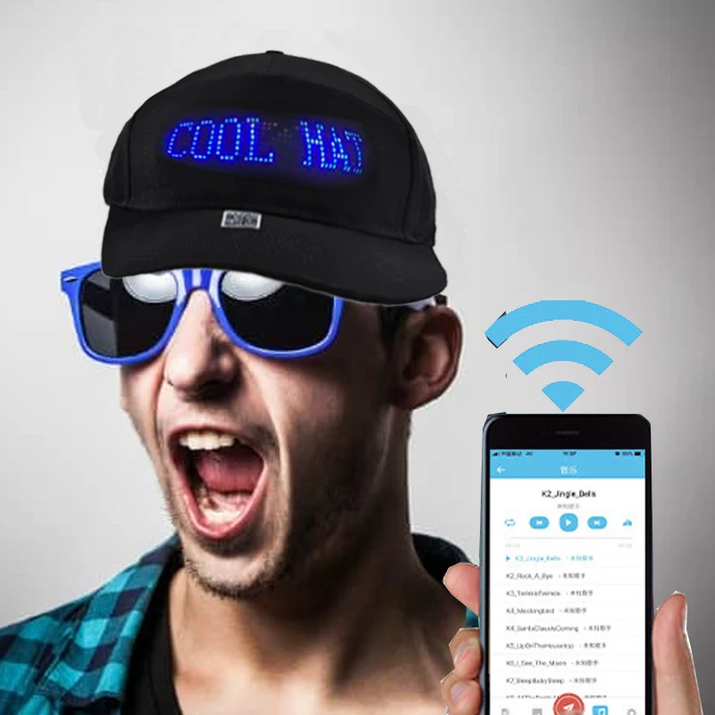 Светодиодный дисплей хип-хоп шляпы светящиеся многоязычные беспроводные Bluetooth