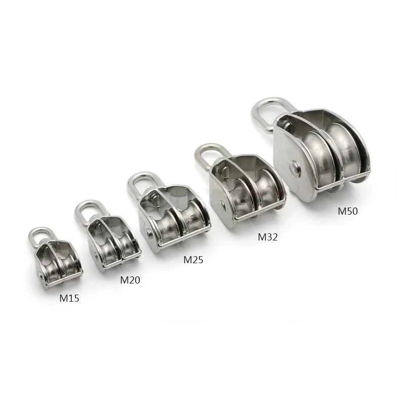 10PCS/5PCS M15 M20 M25 M32 SUS304 304 Stainless Steel Double Pulley Block for Wire Rope Chain Traction Wheel
10PCS/5PCS M15 M20 M25 M32 SUS304 304 Stainless Steel Double Pulley Block for Wire Rope Chain Traction Wheel