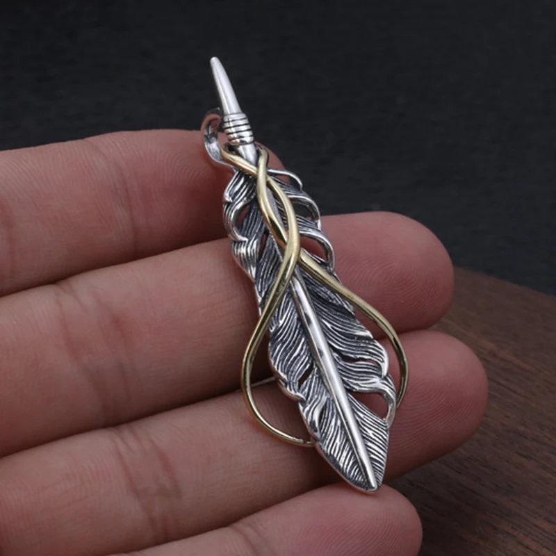 925 sterling silver retro distressed fine feather pendant Thai silver creative personality men and women sweater chain pendant
925 sterling silver retro distressed fine feather pendant Thai silver creative personality men and women sweater chain pendant