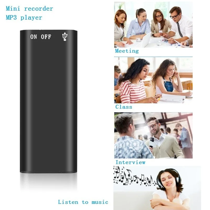 

8G Mini Digital Audio Voice Recorder Dictaphone Stereo MP3 Music Player 3 in 1 8GB Memory Storage USB Flash Disk Drive