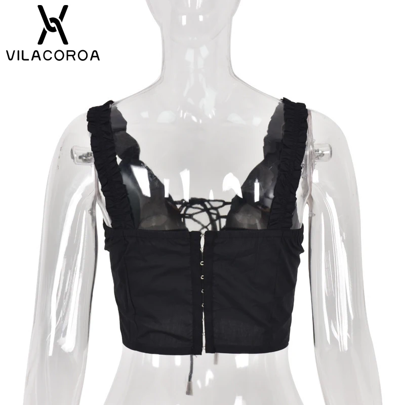 Black Sexy Deep V Cross Lace-Up Female Tank Tops High Street Ruffle Sleeveless Backless Crop Tops Street Y2K Slim Women Top Vest 
Black Sexy Deep V Cross Lace-Up Female Tank Tops High Street Ruffle Sleeveless Backless Crop Tops Street Y2K Slim Women Top Vest