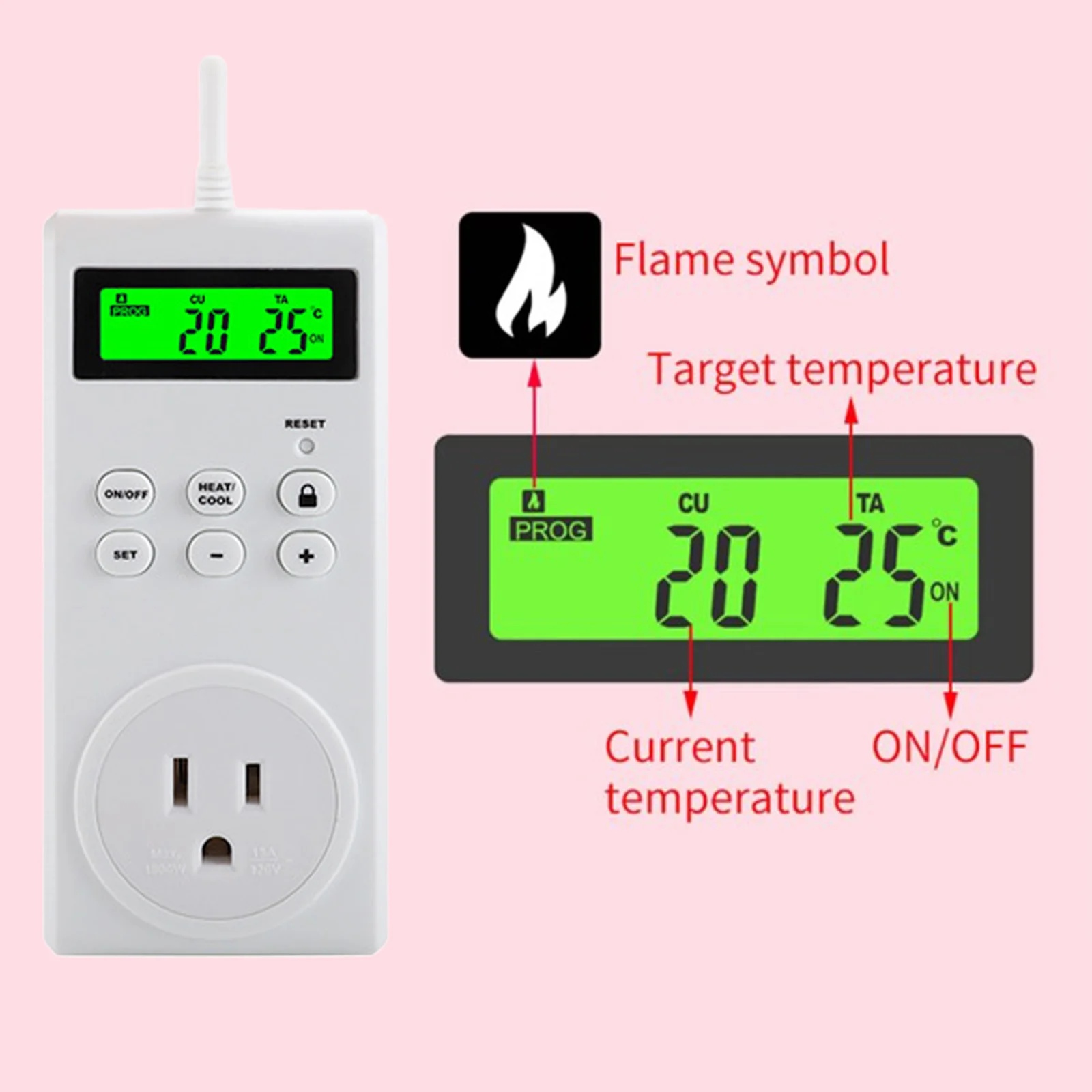 Wireless Thermostat LCD Timer Switch Socket, Programmable Wireless Temperature Controller Temperature Socket
Wireless Thermostat LCD Timer Switch Socket, Programmable Wireless Temperature Controller Temperature Socket
