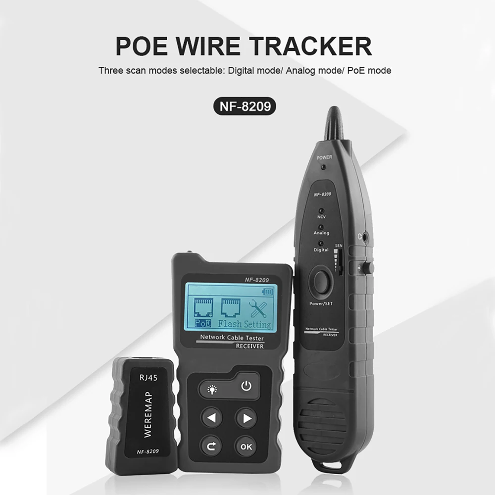 Multi-functional LCD Network Cable Tester Wire Tracker PoE Checker Inline PoE Voltage and Current Tester with Cable Tester
Multi-functional LCD Network Cable Tester Wire Tracker PoE Checker Inline PoE Voltage and Current Tester with Cable Tester