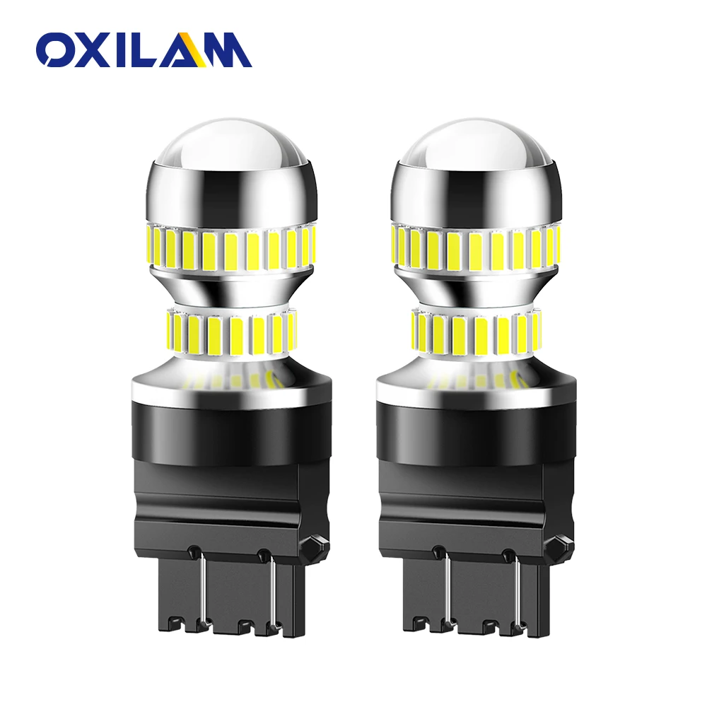 

OXILAM 2x 3157 3156 T25 P27W LED High lighting 6000K White Red Yellow 5.5W For Backup Reverse Lighting DRL Tail Brake Lamp 12V