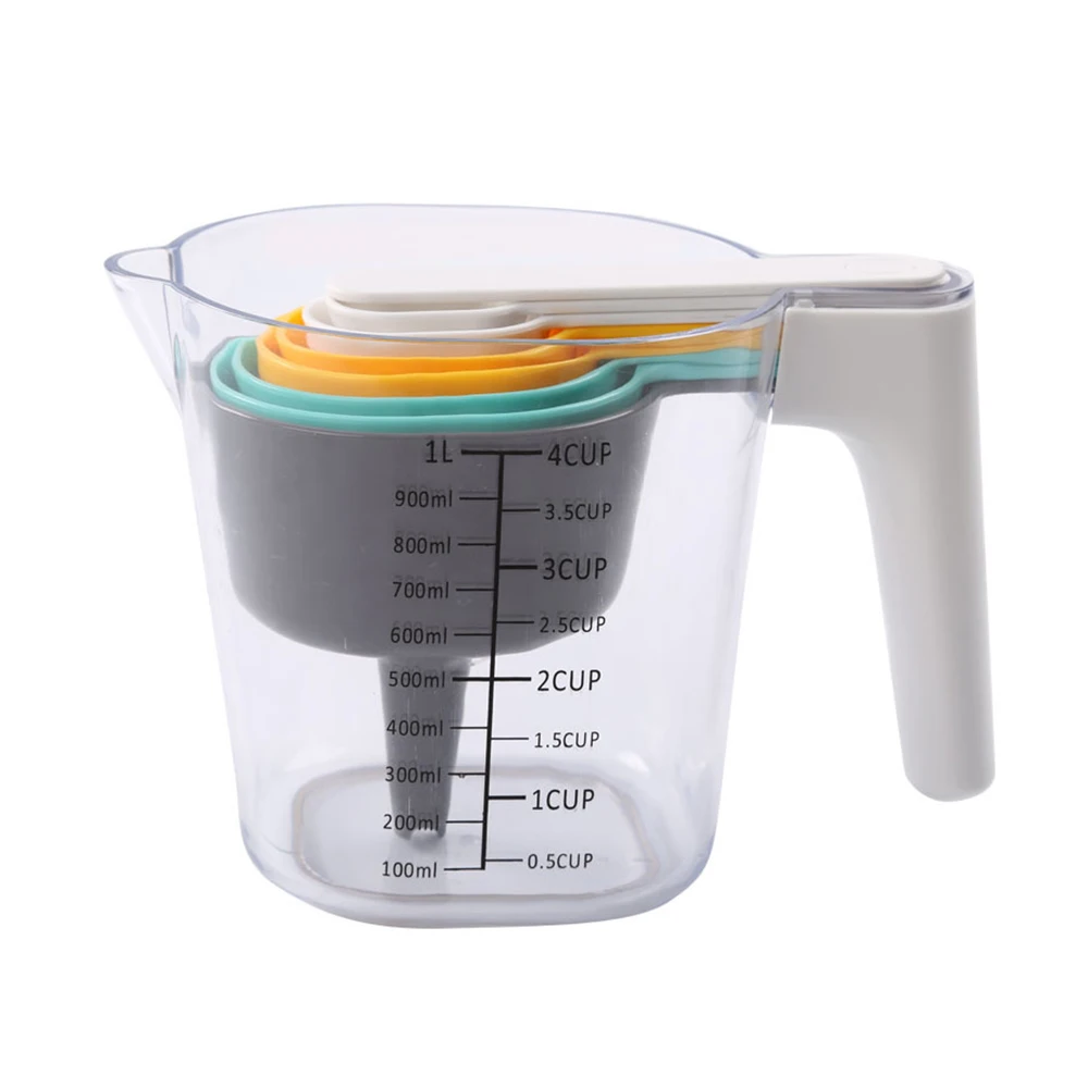 Big Capacity 9 Pieces Measuring Cup Measuring Spoons Set With One Scraper One Funnel Plastic Cooking Baking Kitchen Utensil
Big Capacity 9 Pieces Measuring Cup Measuring Spoons Set With One Scraper One Funnel Plastic Cooking Baking Kitchen Utensil