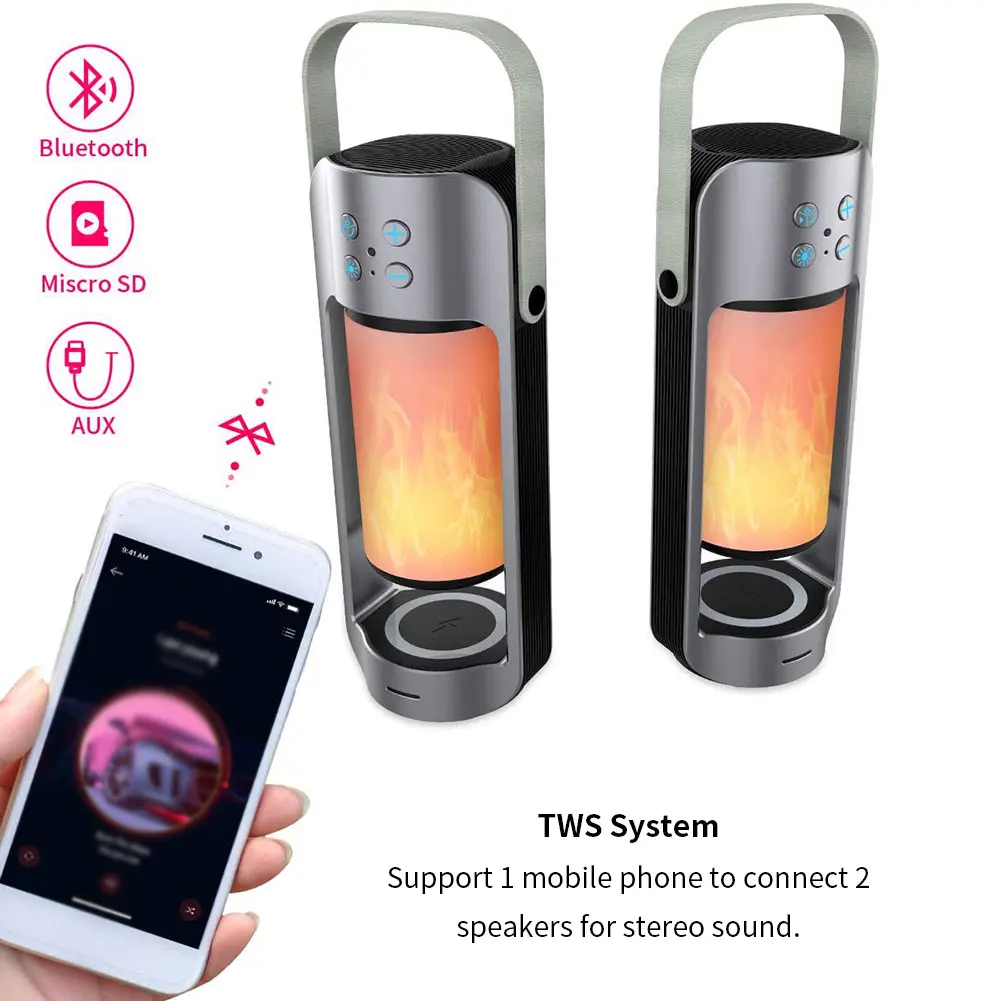 Hot Wireless Bluetooth Speaker Light Speaker LED Lamp Flame Atmosphere Stereo Speaker Outdoor Portable Speakers With HD Audio
Hot Wireless Bluetooth Speaker Light Speaker LED Lamp Flame Atmosphere Stereo Speaker Outdoor Portable Speakers With HD Audio