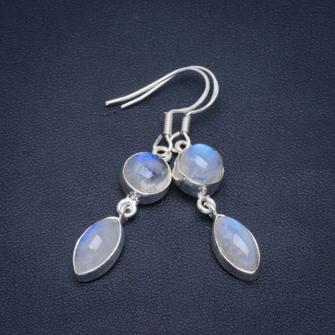 Natural Rainbow Moonstone Handmade Unique 925 Sterling Silver Earrings 1.75" B2866
Natural Rainbow Moonstone Handmade Unique 925 Sterling Silver Earrings 1.75" B2866