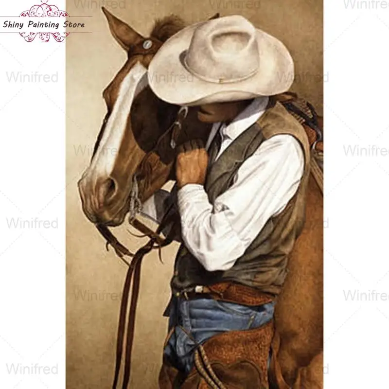 Full Drill 5D DIY Diamond Painting Western Cowboy With Horse Picture Diamond Embroidery Cross Stitch Portrait Mosaic Wall Decor 
Full Drill 5D DIY Diamond Painting Western Cowboy With Horse Picture Diamond Embroidery Cross Stitch Portrait Mosaic Wall Decor