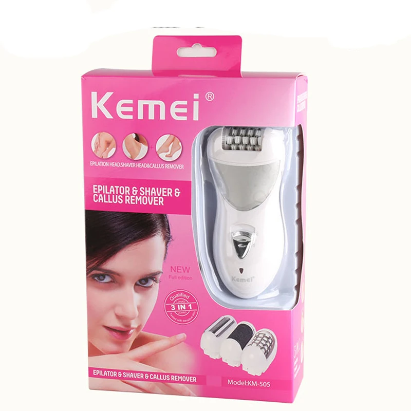 Kemei Electric Hair Removal Device KM-505 Lady Shaver 3 in 1 Electric Hair Removal Callus Remover Foot Grinder
Kemei Electric Hair Removal Device KM-505 Lady Shaver 3 in 1 Electric Hair Removal Callus Remover Foot Grinder
