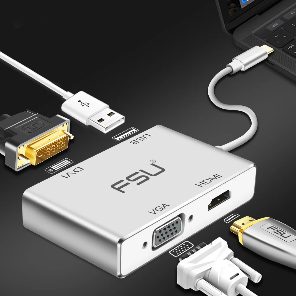 UHD 4K type c USB C к HDMI VGA DVI 3 0 зарядный порт адаптер конвертер кабель для Macbook