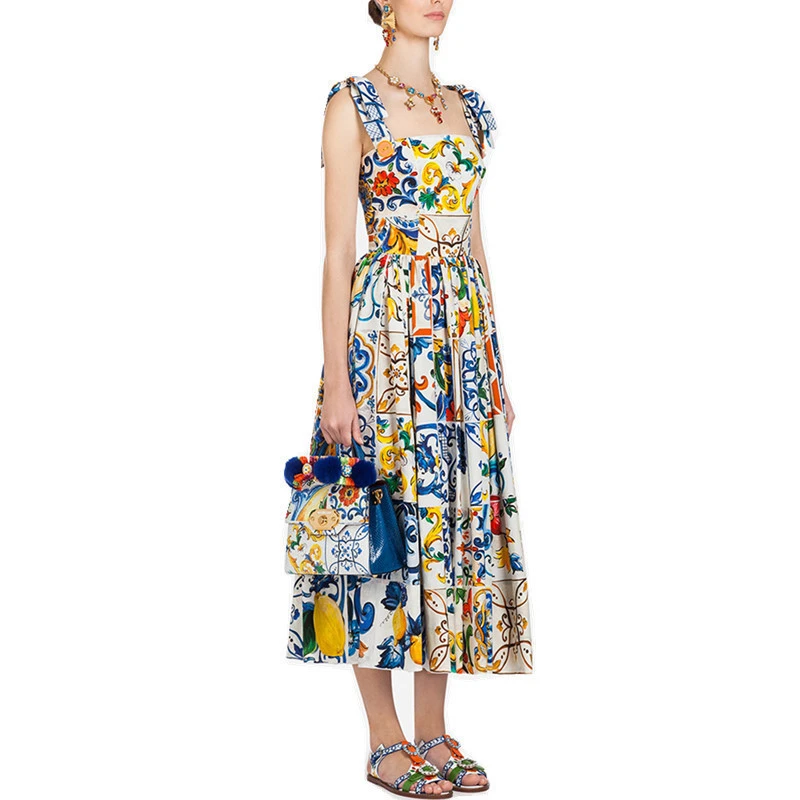 Runway Flower sexy Dress Summer 2022 Women's Bow Spaghetti Strap Sundress Blue And White Porcelain Floral Long Dress
Runway Flower sexy Dress Summer 2022 Women's Bow Spaghetti Strap Sundress Blue And White Porcelain Floral Long Dress