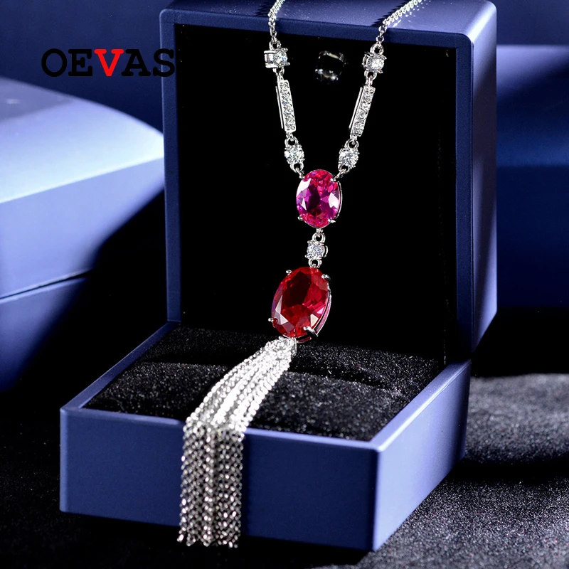 OEVAS 100% 925 Sterling Silver 10*14mm Oval Ruby High Carbon Diamond Pendant Necklace For Women Sparkling Wedding Fine Jewelry
OEVAS 100% 925 Sterling Silver 10*14mm Oval Ruby High Carbon Diamond Pendant Necklace For Women Sparkling Wedding Fine Jewelry