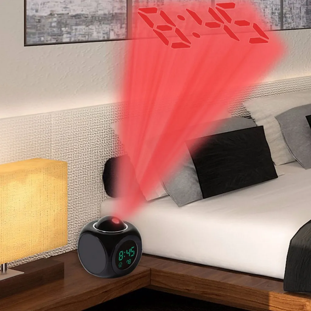 Электронный проектор с ЖК-дисплеем будильник голосовым разговором и подсветкой