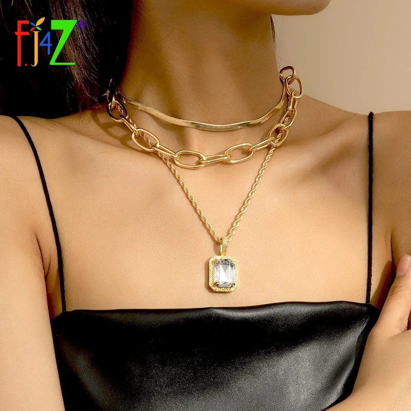 F.J4Z 2021 Trend Women's Collar Necklaces 3 Layers Cuban Chains +Snake Chain Faux Stone Pendant Statement Necklace Lady Gifts
F.J4Z 2021 Trend Women's Collar Necklaces 3 Layers Cuban Chains +Snake Chain Faux Stone Pendant Statement Necklace Lady Gifts