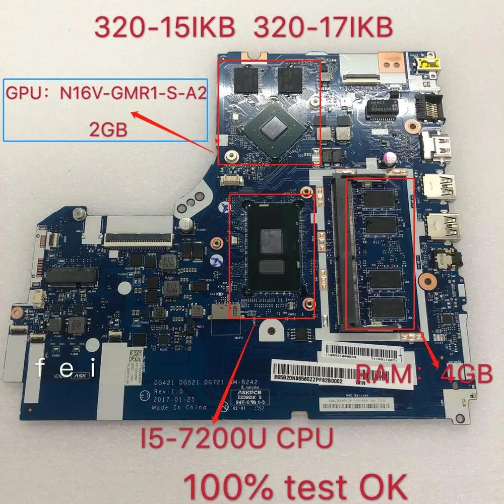 for lenovo Ideapad 320-15IKB Laptop Motherboard CPU: I5-7200U GPU:920MX 2G RAM-4GB NM-B242 100 % Test Ok
for lenovo Ideapad 320-15IKB Laptop Motherboard CPU: I5-7200U GPU:920MX 2G RAM-4GB NM-B242 100 % Test Ok