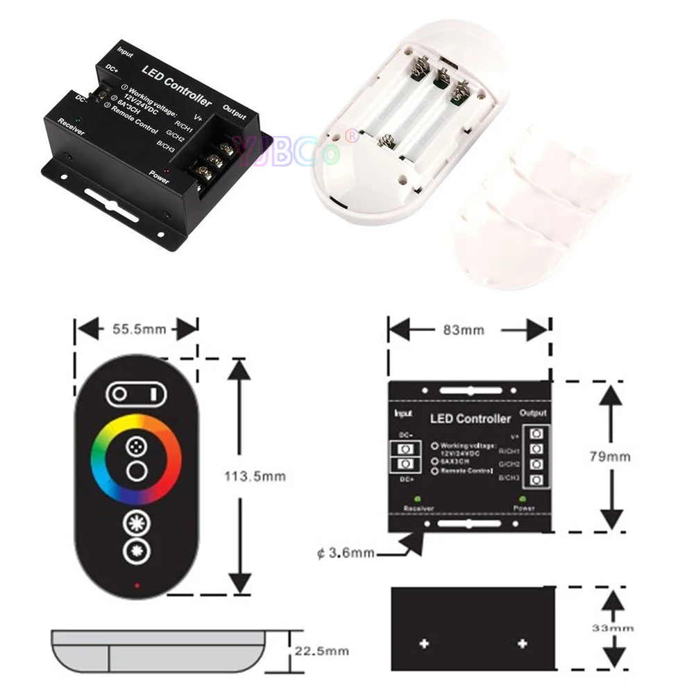 DC12V-24V 18A 12A RF Remote Wireless Touch Pad Panel Single color/CT/RGB LED Controller control for 5050 3528 led strip Light
DC12V-24V 18A 12A RF Remote Wireless Touch Pad Panel Single color/CT/RGB LED Controller control for 5050 3528 led strip Light